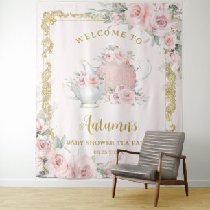 Tapiz Rubor Floral High Tea Birday Baby Bridal Shower