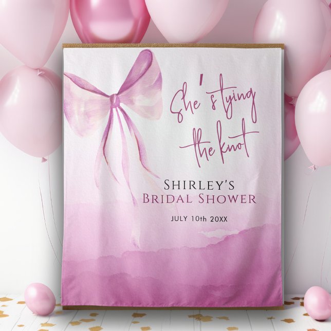 Tapiz Rubor Pink Bow ella está atando la ducha nupcial (Subido por el creador)