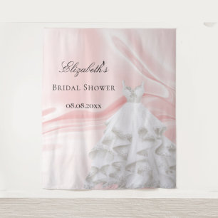 Tapiz Rubor rosa blanco vestido novia nombre ducha nupci