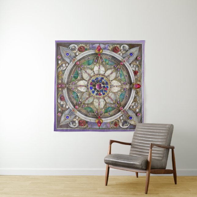 Tapiz Ruby, Amethyst, Sapphire y Pearl Mandala (In situ (horizontal))