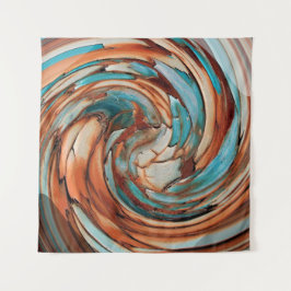 Tapiz Rust and Blue Abstract Dolphin Swirl