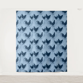 Tapiz Rustic Farmhouse Hen Pattern – In Blue 