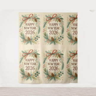 Tapiz rustic happy new year 2026 party backdrop