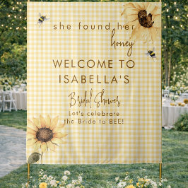 Tapiz Rustic Honey Bee Bridal Shower Fabric Welcome Sign