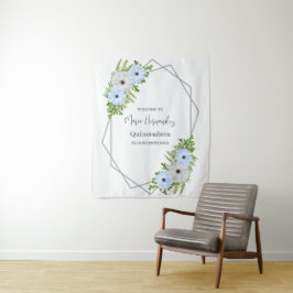 Tapiz Rustic Light Blue and White Floral Quinceañera 