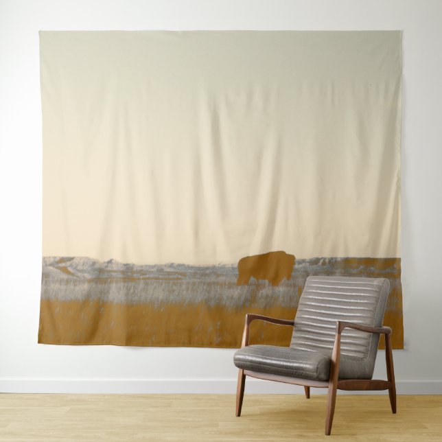 Tapiz Rustic Lone Buffalo Foto De Badlands (In situ (horizontal))