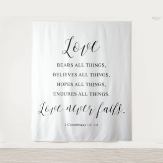 Tapiz Rustic “Love Never Fails” Wedding  Backdrop