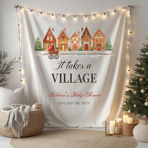 Tapiz Rustic Stroller Village alberga Baby Shower de inv