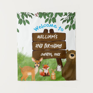 Tapiz Rustic Woodland Birthday Party Forest Animals