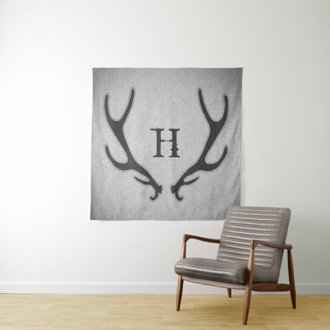 Tapiz Rústicas Antlers Gris Faux Burlap Textura (In situ)