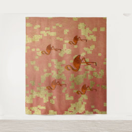 Tapiz Rústico Rosa Flamingos