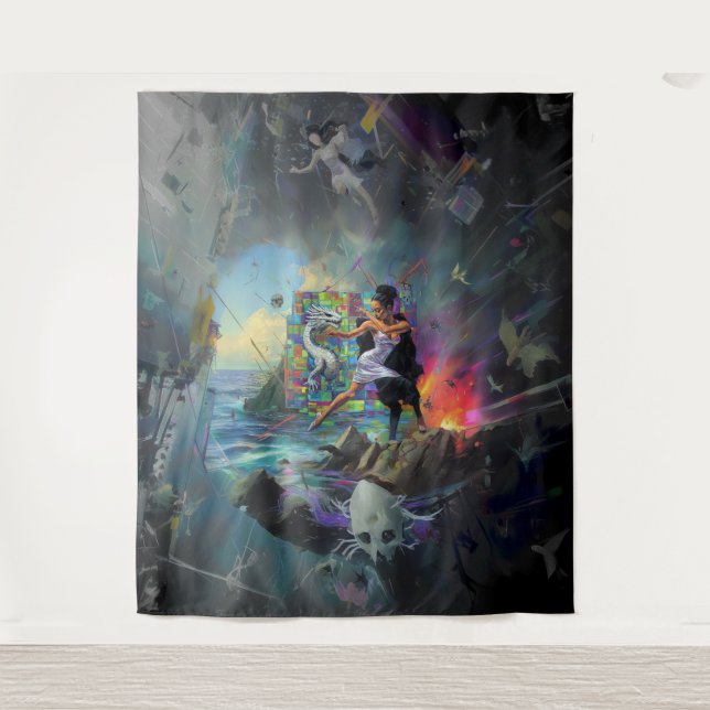 Tapiz Sacerdotes de vestimenta plateada Occult Dark Witc (Anverso)