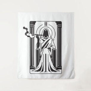 Tapiz Sacerdotisa Alta del Tarot Fumando Hierba Oculta