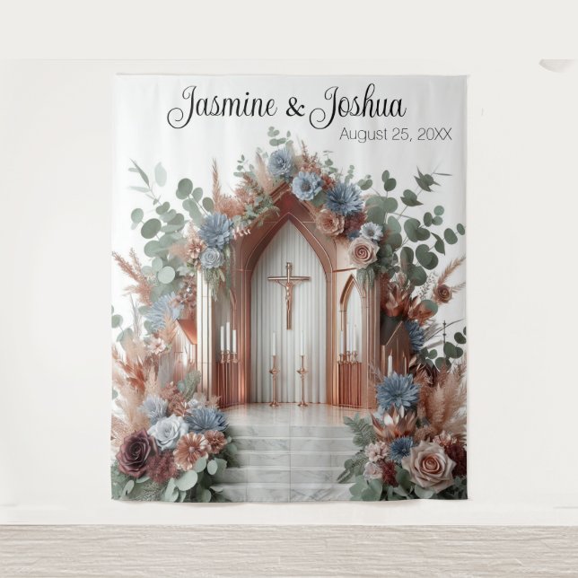 Tapiz Sacred Bloom: A Moment of Grace Wedding Backdrop (Anverso)