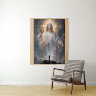 Tapiz Sacred Heart of Jesus Cosmic Galaxy Square Canvas