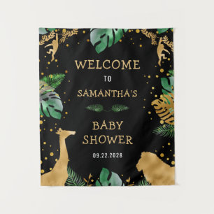 Tapiz Safari Baby Shower Black Gold Bienvenida