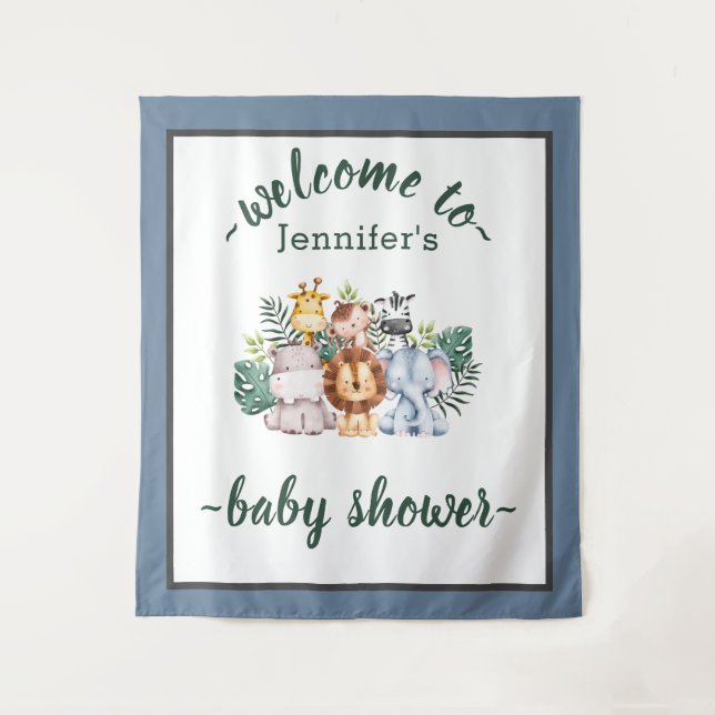 Tapiz Safari de la selva neutral animales salvajes Baby  (Anverso)