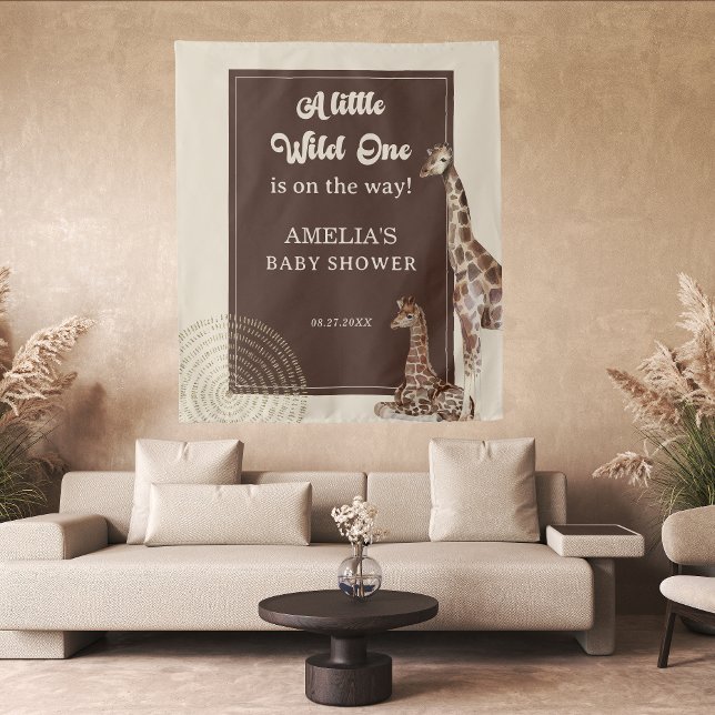 Tapiz Safari Giraffe Wild Adventure Baby Shower fondo (Subido por el creador)
