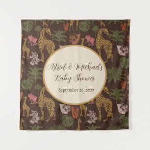 Tapiz Safari Giraffe y Floral Baby Shower