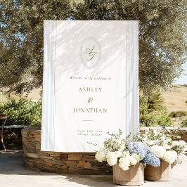 Tapiz Sage & Blue Wedding Backdrop Tapestry