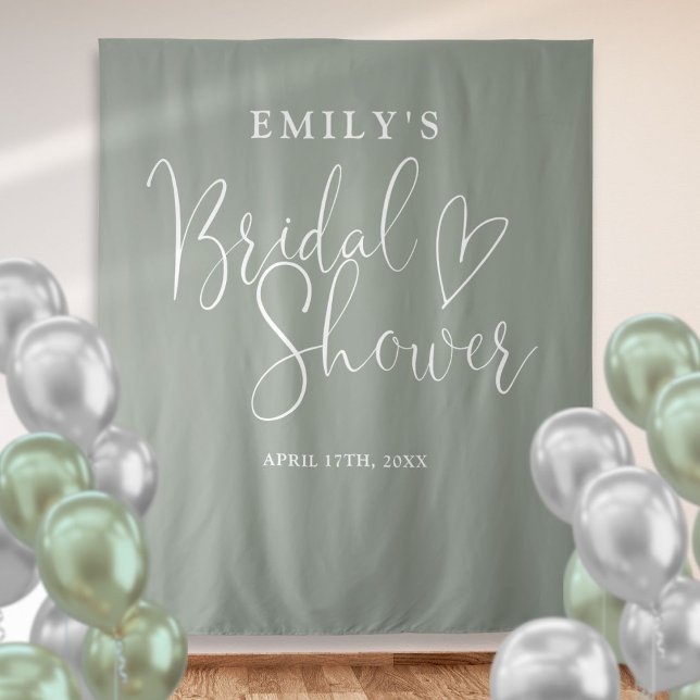 Tapiz Sage Green Bridal Shower (Sage Green Bridal Shower Photo Backdrop)