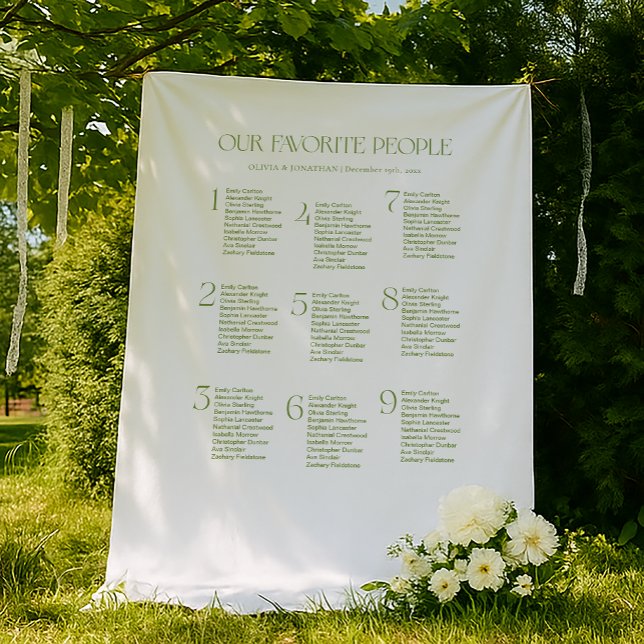 Tapiz Sage Green Fabric Wedding Seating Chart (Subido por el creador)