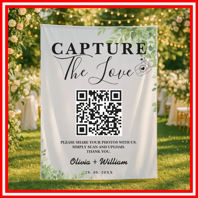 Tapiz Sage Green Leaves Captura Al Boda De Love QR (Subido por el creador)
