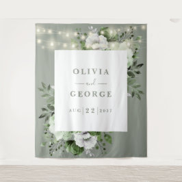 Tapiz Sage Green String ilumina el fondo de la foto flor