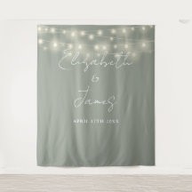 Sage Green String Luces Boda Foto Fondo