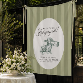 Tapiz Sage Green Stripe Dachshund Engagement Party