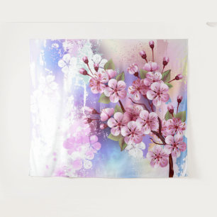 Tapiz Sakura rosa sobre fondo de pintura