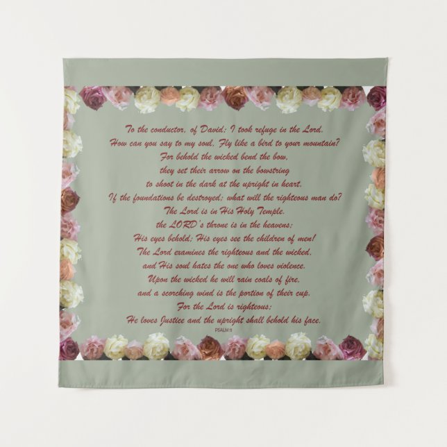 Tapiz Salmo 11, Escritura, Verso de la Biblia, (Anverso (horizontal))