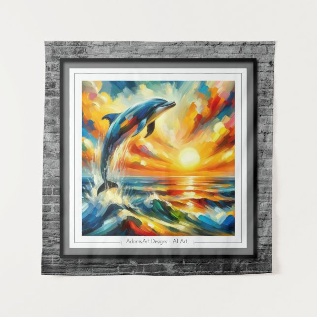 Tapiz Salto de delfín besado por el sol (Anverso)