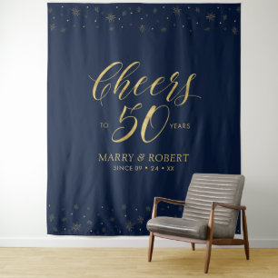 Tapiz Salud por 50 años 50 Aniversario Gold & Navy