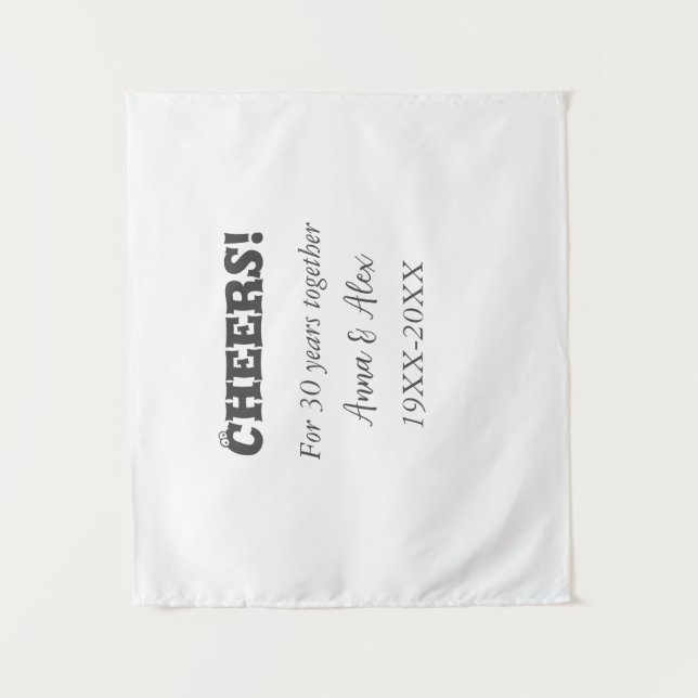 Tapiz Saludos a los 30 años juntos aniversario agregar n (Anverso)