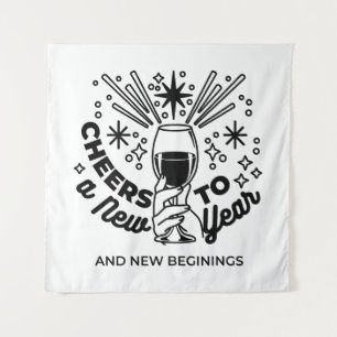 Tapiz Saludos a un diseño de celebración de Año Nuevo