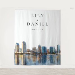 Tapiz San Diego Skyline Wedding Photo Backdrop