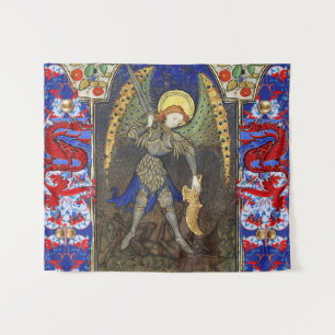 Tapiz San Miguel el Arcángel con el diablo , Dragones Ro