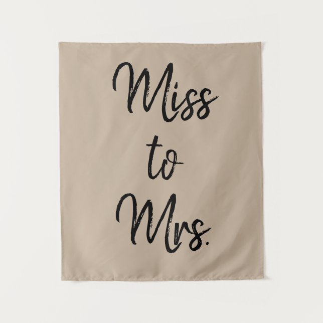 Tapiz Sand Khaki Black Miss to Mrs Banner Bridal Shower (Anverso)