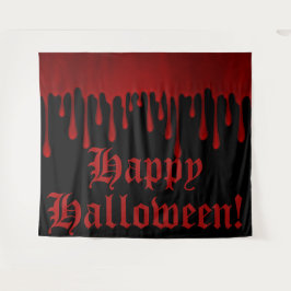 Tapiz Sangre de Satén Rojo que Gotea Fiesta de Halloween