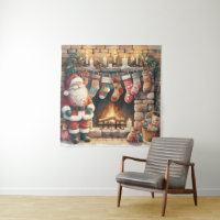 Santa por la chimenea Navidades Stockings