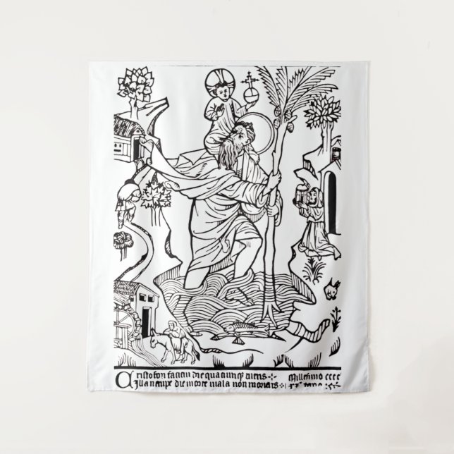Tapiz Santo Cristóbal católico romano (Anverso)