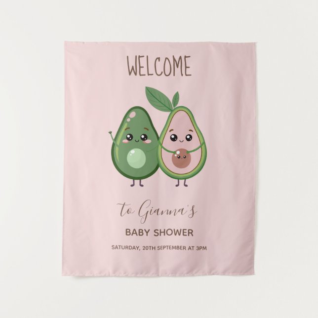 Tapiz Santo Guacamole Aguacate Rosa Baby Shower (Anverso)