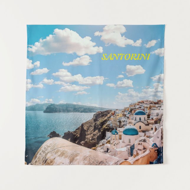 Tapiz Santorini, Grecia Beach House (Anverso)