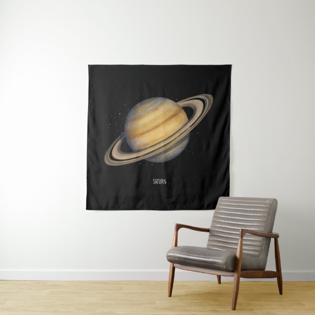 Tapiz Saturno artístico con anillos vibrantes (In situ)
