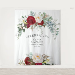 Tapiz Scarlet Red Ivory Peony Eucalyptus Boda Prop