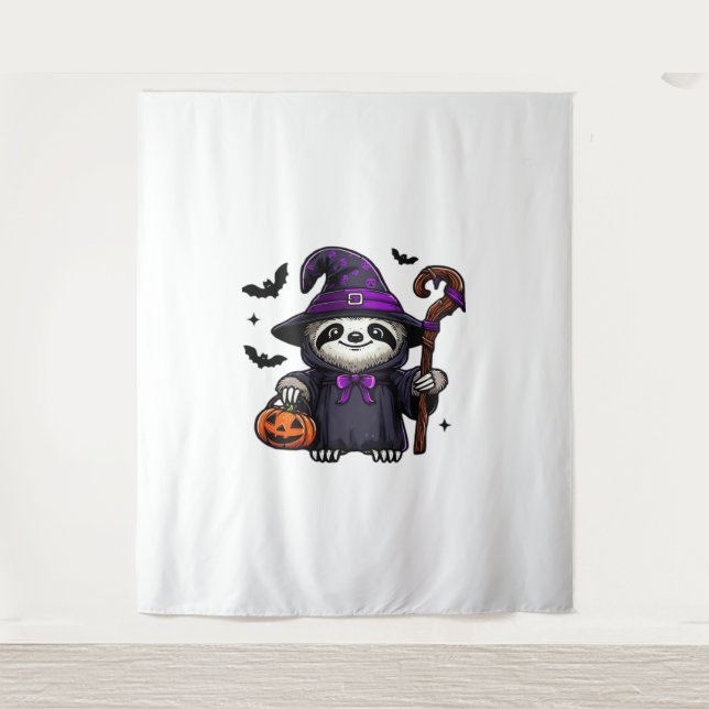 Tapiz Scary Halloween Sloth Witch Gorra disstume espeluz (Anverso)