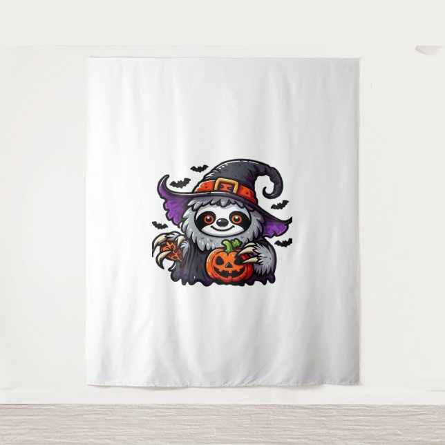 Tapiz Scary Halloween Sloth Witch Gorra disstume espeluz (Anverso)