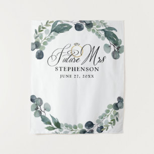 Tapiz Script FUTURE MRS Greenery Bridal Shower Backdrop