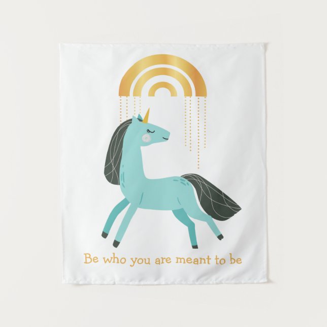 Tapiz Sé Quién Eres Blue Unicorn (Anverso)